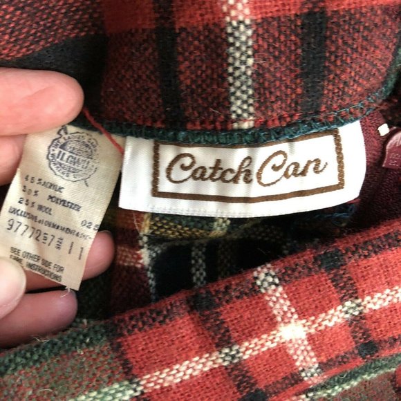 Vtg Catch Can Red Green Pleated Christmas Plaid Sk - Picture 7 of 8